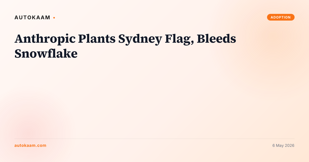 AutoKaam original, branded card for snowflake-bleeds-as-anthropic-plants-sydney-flag