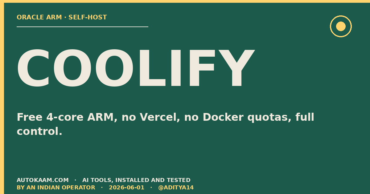 Coolify dashboard managing apps on Oracle ARM VM