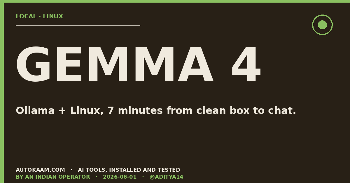Ollama running Gemma 4 9B in a terminal on Ubuntu